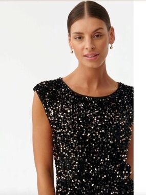 Young Fabulous Broke Side Boobs Top Black Sequined Sleeveless Sparkling Sz XS